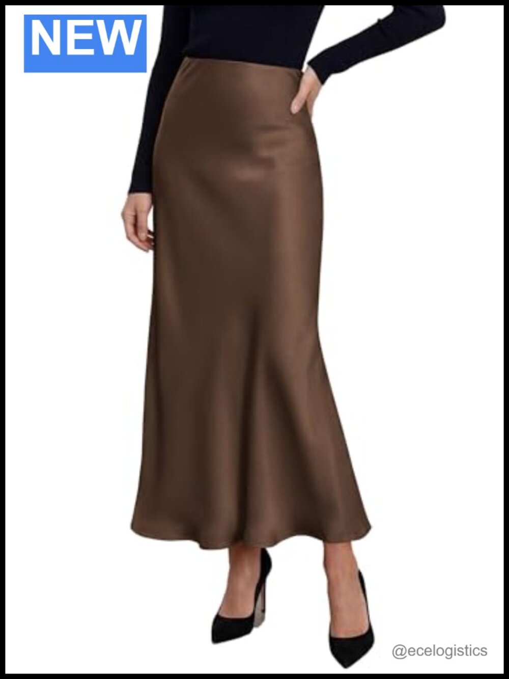 PRETTYGARDEN Women's Silk Satin Maxi Skirts Fall Clothes